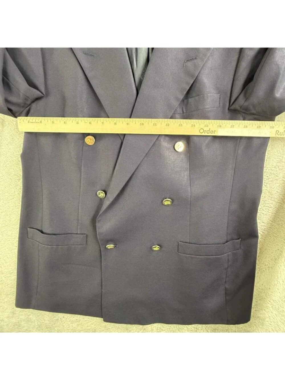 Vintage Burberrys Blazer Mens 40R Blue Wool Double Breasted Sport Coat Levy's